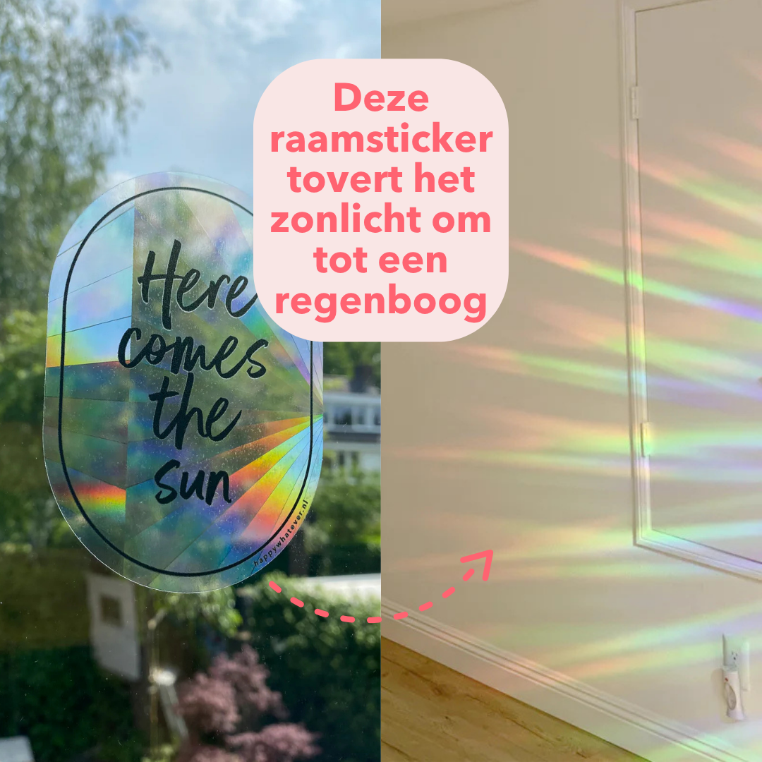 Regenboogmaker raamsticker Here Comes The Sun A6