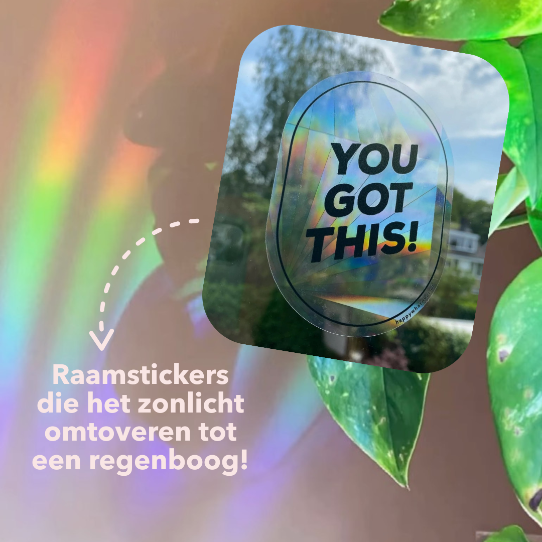Regenboogmaker raamsticker You Got This! A6