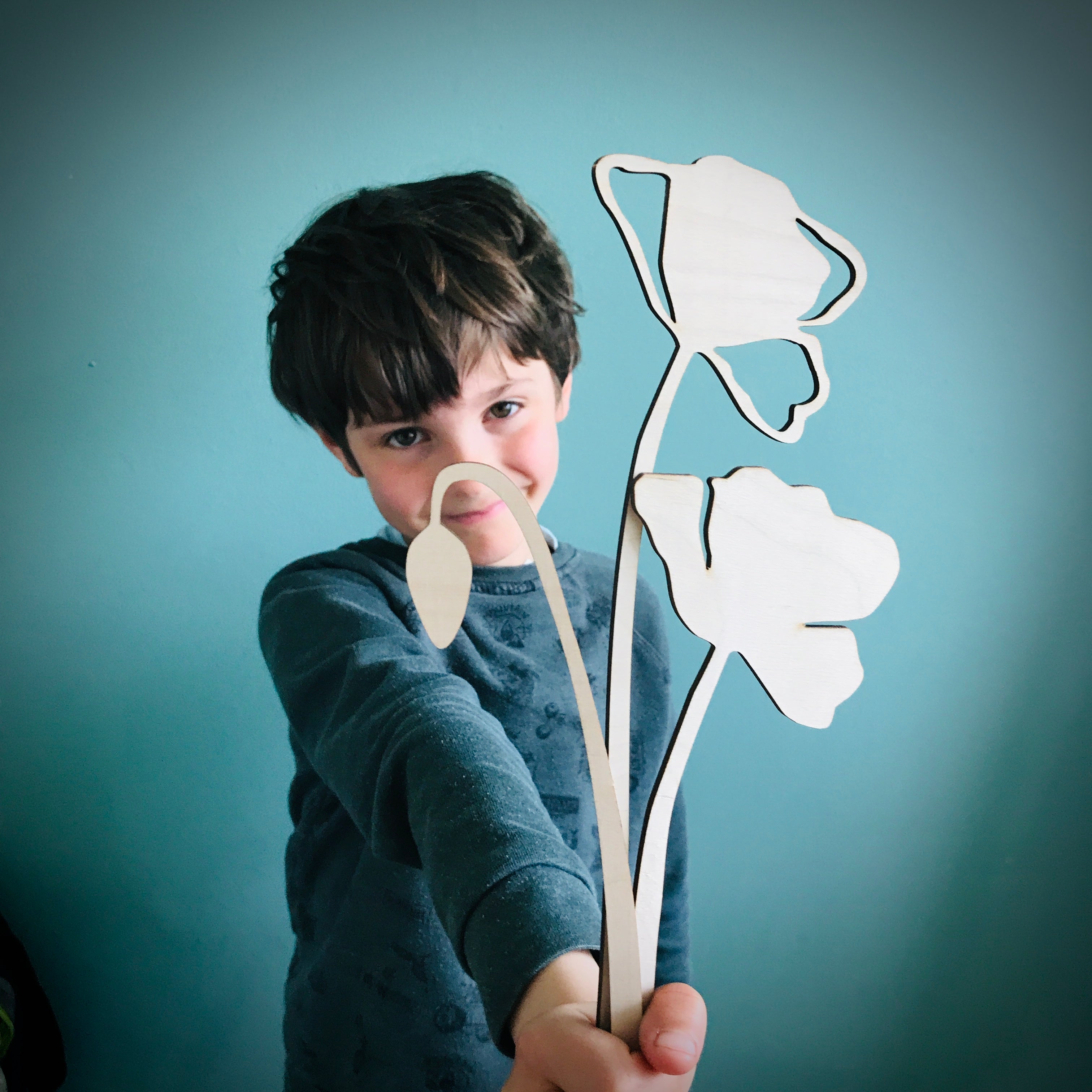 Happy Flowers - Houten Klaproos groot