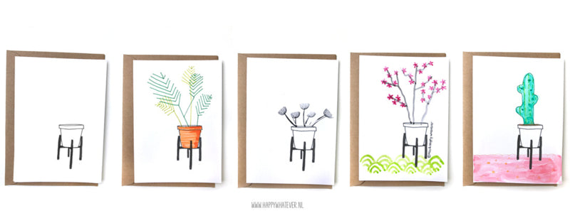 SET van 4 Happy Planting: 2x Pottery + 2x Hangout