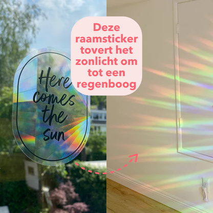 Regenboogmaker raamsticker Here Comes The Sun A6