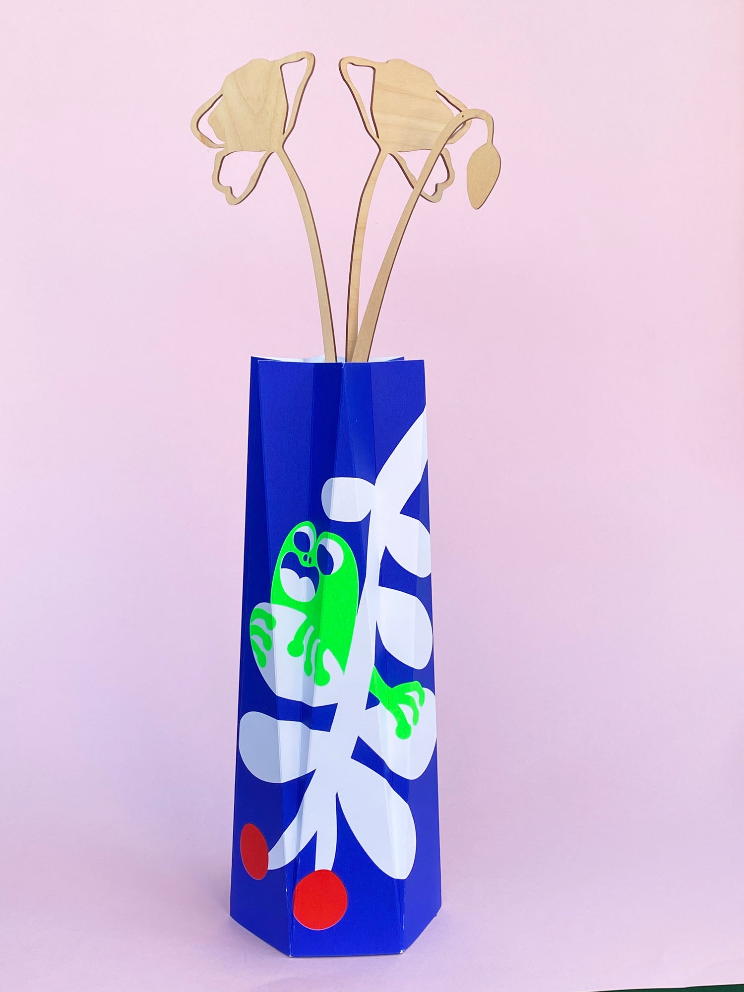 The Kiss vouwvaas met houten bloemen